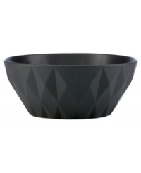 A cut above. The Castle Peak serving bowl presents an ultra-modern take on kate spade new york's signature bow motif featuring bold faceted accents in slate-gray stoneware.