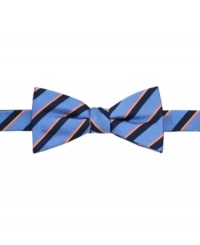 The neck's best thing. Tie on a little something different with this striped bow tie from Countess Mara.