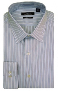 Marc Anthony Men's Long Sleeve Slim Fit 100% Cotton Dress Shirt, White with Blue Stripes