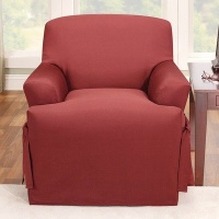 Sure Fit Logan 1-Piece T-Cushion Ties Chair Slipcover, Paprika