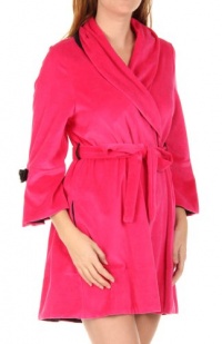 Betsey Johnson Women's Velour Robe With Satin Rosettes