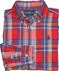 Ralph Lauren Toddler Boys Plaid Blake Button-Down (4, Red Multi)