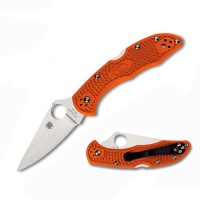 Spyderco Delica4 Lightweight FRN Flat Ground Plain Edge Knife, Orange