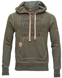 True Religion Brand Jeans Men's California USA Flag Hoodie Sweatshirt Olive