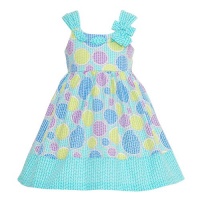 Bonnie Jean Baby Girls 3-6M Aqua Circle Dot Bow Summer Bloomers Dress