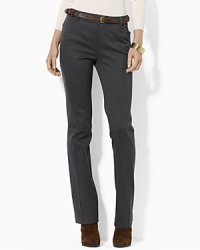 Rendered in smooth stretch cotton twill, these pants channel sophisticated elegance in a classic silhouette with a sleek straight leg.