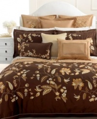 Martha Stewart Bedford Flowers King Duvet Cover Brown/Gold/Ivory