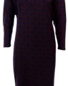 Lauren Ralph Lauren Women's Diamond Print Jersey Shift Dress (6, Navy/Burgundy)