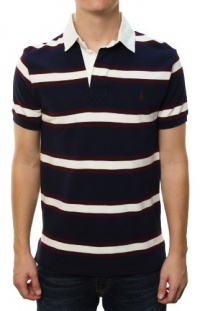 Polo Ralph Lauren Men's Small Pony Embroidered Striped T-Shirt Navy Blue