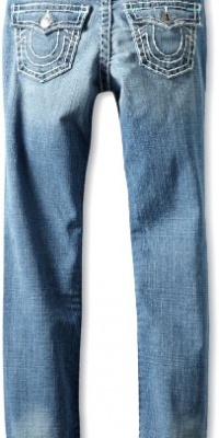 True Religion Girls 7-16 Julie Skinny Super T With Bright Sea Blue Bartacks And Matching Back Label, Medium Drifter, 14