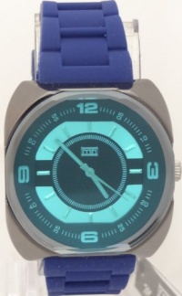 Mark Naimer XL Gunmetal Case Blue Crystal Men's watch Blue Silicon Rubber Band