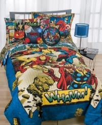 Superheroes unite for maximum style impact in the Marvel decorative pillow pack, featuring Spiderman, Captain America, Thor and Ironman each in square and round pillows.