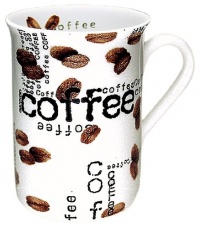 Konitz Coffee Collage 10-Ounce Mugs, Set of 4, White