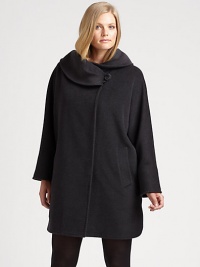 Beyond pretty and featuring a corded button closure on its oversized collar, a wool coat with a concealed button placket. The relaxed-yet-flattering fit will complement your shape.Oversized collarLong sleevesConcealed button frontWelt pocketsSide slitFully linedAbout 34 from shoulder to hemWoolDry cleanMade in Italy