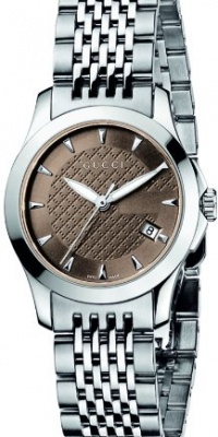 Gucci Women's YA126503 Gucci Timeless Brown Dial Stainless-Steel Bracelet Watch