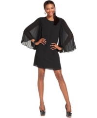 Pleated dolman sleeves add drama to this MM Couture little black dress for a stylish soiree statement!