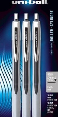 uni-ball Vision RT Retractable Bold Point Roller Ball Pens, 3 Black Ink Pens (1741785)