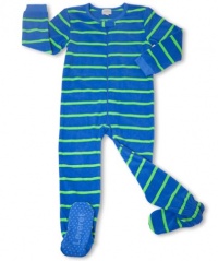 Leveret Footed Striped Blue & Green Fleece Pajama Sleeper (Size 6m-5t)