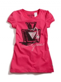 GUESS Kids Girls GUESS Kids Girls Perfume Logo Tee, DEEP PINK (10/12)