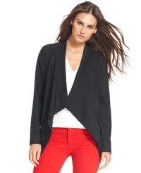 Soft, angled draping and an asymmetrical hem introduces a fresh take on the classic boyfriend blazer -- a versatile piece for all your layering needs from MICHAEL Michael Kors' petite collection. (Clearance)