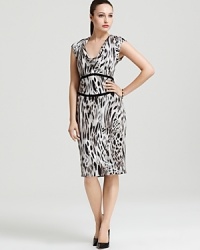 Vivid tiger stripes climb the length of a sleek Bloomingdale's Exclusive BASLER dress for a roaring fashion statement. Offset the tonal silhouette with color-pop accents and take on the corporate jungle.