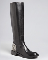 Basic black boots make every day exciting with rhinestone-studded heels that add sparkle to every step, by Enzo Angiolini.