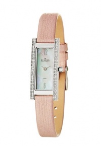 Skagen Women's 266SSLLV1 Swarovski Crystal Pale Pink Leather Watch