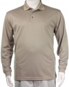 Champions Tour Men's Taupe Textured Stripe Long Sleeve Polo Golf Shirt, XX-Large