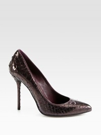 Timeless point toe silhouette crafted in Italy of luxurious python. Self-covered heel, 4½ (115mm)Python upperPoint toeLeather lining and solePadded insoleImported