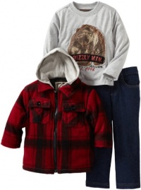 Nannette Baby-Boys Infant 3 Piece Grizzly Mountain Jacket Set, Red, 18 Months