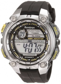 Armitron Men's 40/8255GRY Chronograph Black Resin Yellow Accented Oversized Digital Watch