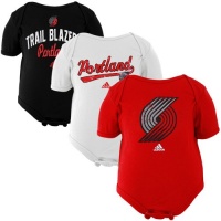 NBA adidas Portland Trail Blazers Newborn Slam Dunk 3-Piece Creeper Set - White/Black/Red (3-6 Months)