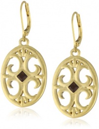 T Tahari Gold Drop Surface Mount Crystal Earrings