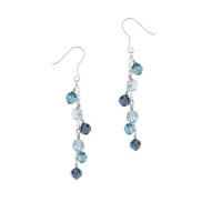 Sterling Silver Drop Earrings with Multi-Blue Swarovski Elements