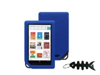 NOOK COLOR eBook Reader Tablet WiFi, Blue Soft Silicone Skin Case Cover And Smart Headphone Wrap/Key Chain Style