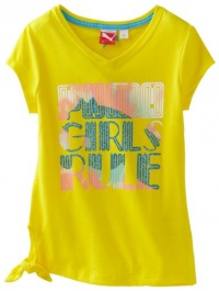 Puma - Kids Girls 7-16 Girls Rule V-Neck Tee, Yellow, Large