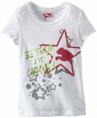 Puma - Kids Girls 7-16 Core Ringer Tee, White, Medium