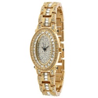 Peugeot Women's J4561G Gold-Tone Oval Swarovski Crystal Bracelet Watch