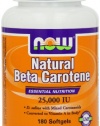 Now Foods Nat Beta Carotene 25000, Soft-gels, 180-Count