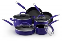 Rachael Ray Porcelain Enamel Nonstick 10-Piece Cookware Set, Blue