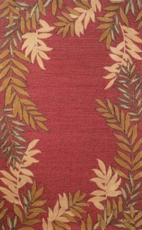 Liora Manne Spello Fern Border Round Rug, 8-Feet, Red