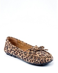 A casual shoe silhouette cops a catty attitude in leopard print suede. Moccasins by Lucky Brand.