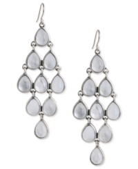 Postmodern chic. Lucky Brand's chandelier earrings are crafted from silver-tone mixed metal with simulated quartz accents in elegant abundance. Approximate drop: 3 inches.