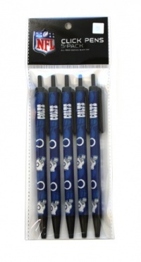 NFL Indianapolis Colts Disposable Black Ink Click Pens, 5-Pack