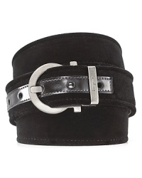 Salvatore Ferragamo Velvet Gancini Buckle Belt