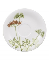 A natural for casual dining, the Althea Nova teacup saucer by Villeroy & Boch features durable porcelain planted with delicate herbs for a look that's fresh from the garden.