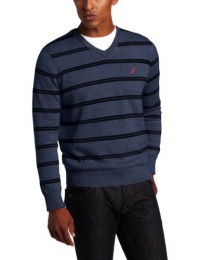 Nautica Men's V-Neck Allover Stripe Sweater