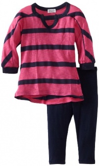 Splendid Littles Baby-Girls Newborn Seville Stripe Jersey Tunic Set, Pink/Navy, 12-18