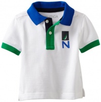 Nautica Sportswear Kids Baby-Boys Infant Short Sleeve Knit Pique Polo Shirt, Sail White, 12 Months