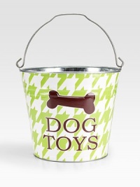 An adorable galvanized bucket is the perfect place for a pup's playthings. It's also a clever gift basket, ready to fill and give to a favorite doglover. Top handle 11H X 11 diameter Made in USA Please note: Each bucket is made to order, so please allow 3-4 weeks for delivery. 